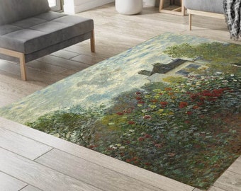 Claude Monet, Claude Monet Rug, Monet's Garden in Argenteuil Rug, Impressionism Rug, Pastoral Rug, Trendy Rug, Large Rug, Rug, Home Decor