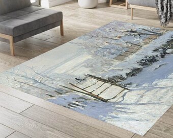Claude Monet, Claude Monet Rug, Magpie Rug, Impressionism Rug, Landscape Rug, Modern art Rug, Trend Rug, Large Rug, Rug, Home Decor, Gift