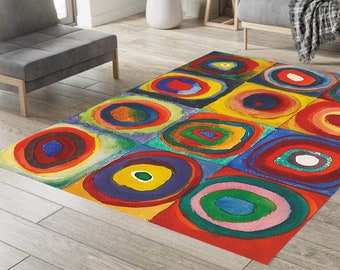 Vasili Kandinski, 1913 Vasili Kandinski Rug, Color Study: Squares with Concentric Circles Rug, Abstract art Rug, Trendy Rug, Large Rug, Rug
