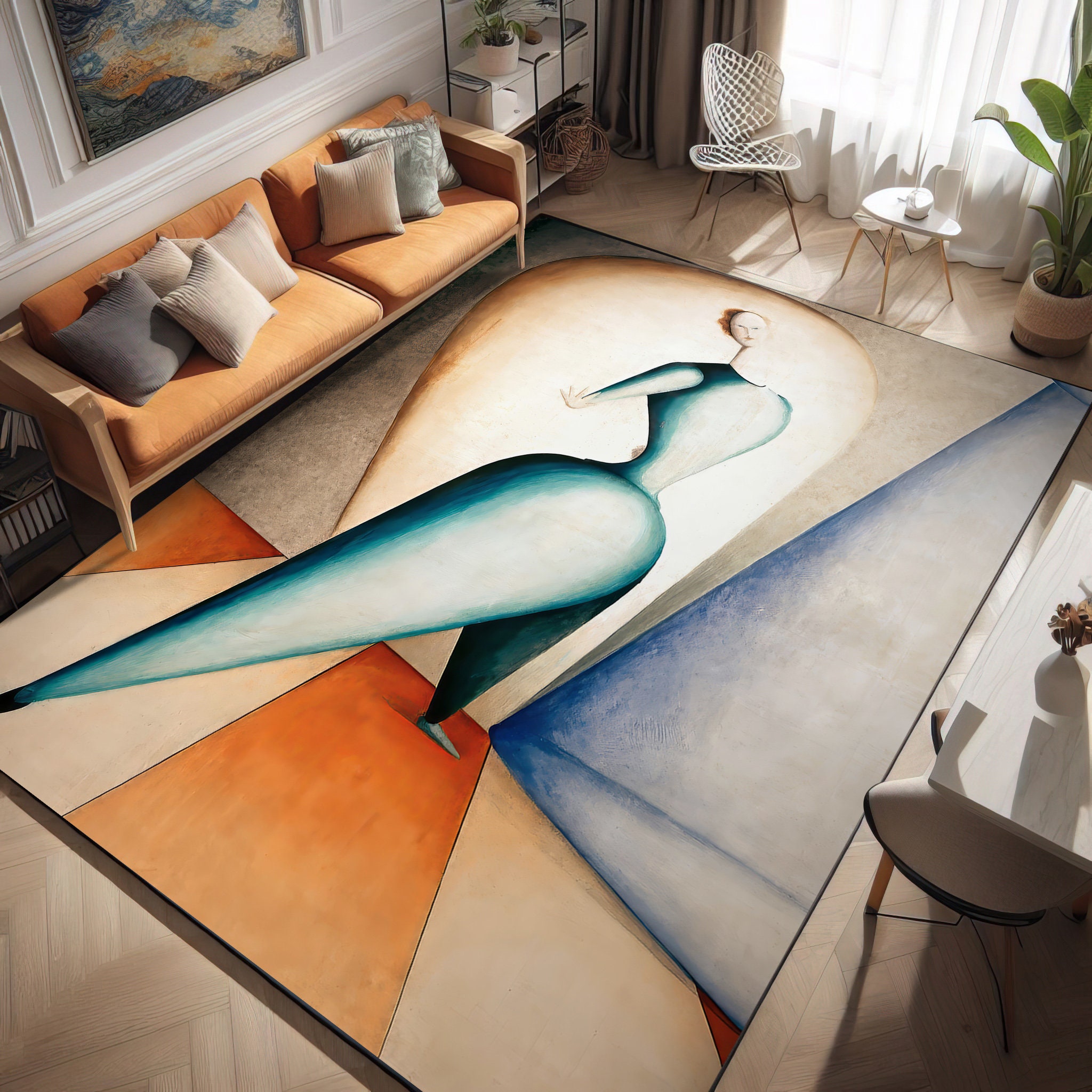 Bauhaus, The Dancer by Oskar Schlemmer Rug, Bauhaus Print Rug, Abstract Geometric Pattern Rug, Minimalist Home Style, Living Room, Area Rug