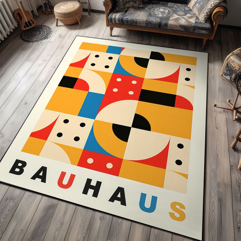 Bauhaus, Bauhaus No 2 Rug, Bauhaus Rug, Abstract Geometric Pattern Rug ...