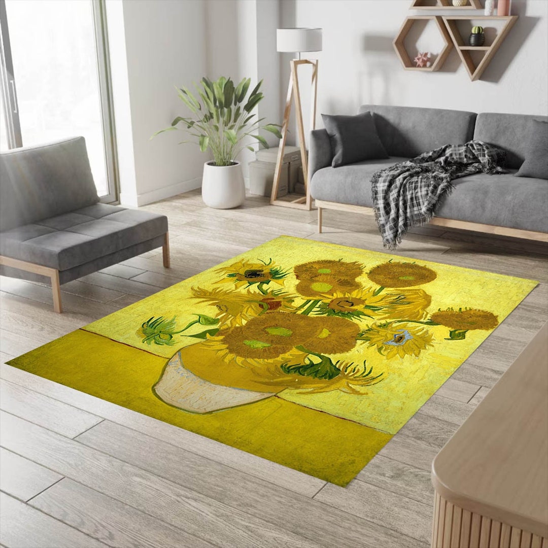 1888 Vincent Van Gogh Rug Vase With Fifteen Sunflowers Rug Etsy