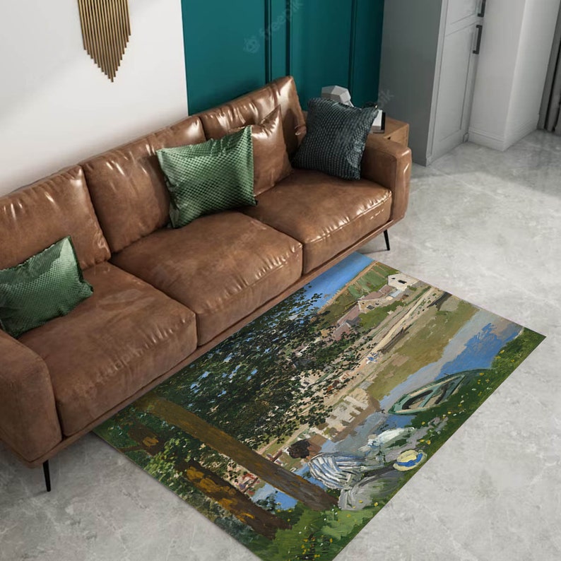 Claude Monet, Claude Monet Rug, on the Bank of the Seine, Bennecourt ...