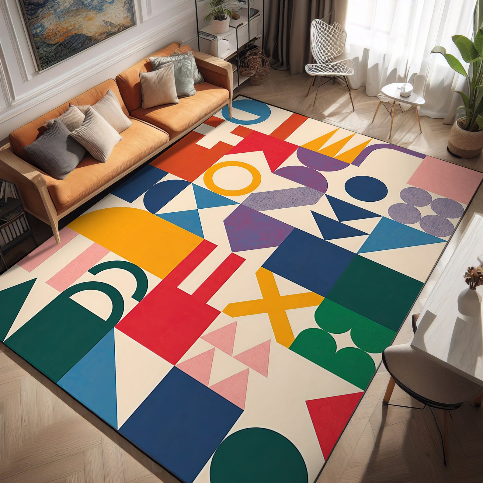 Bauhaus, Abstract Mod Rug, Bauhaus Rug, Abstract Geometric Pattern Rug ...