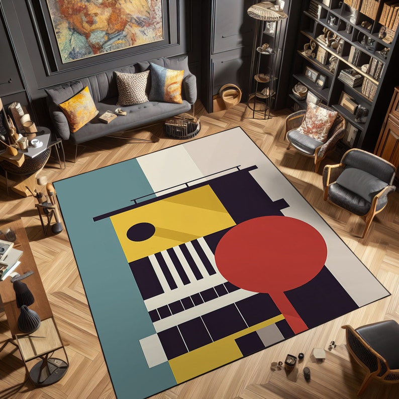 Bauhaus, Bauhaus Style Architecture Rug, Bauhaus Rug, Abstract ...