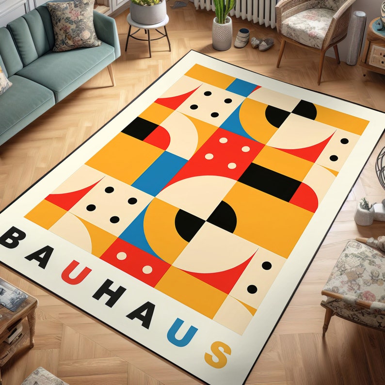 Bauhaus, Bauhaus No 2 Rug, Bauhaus Rug, Abstract Geometric Pattern Rug ...