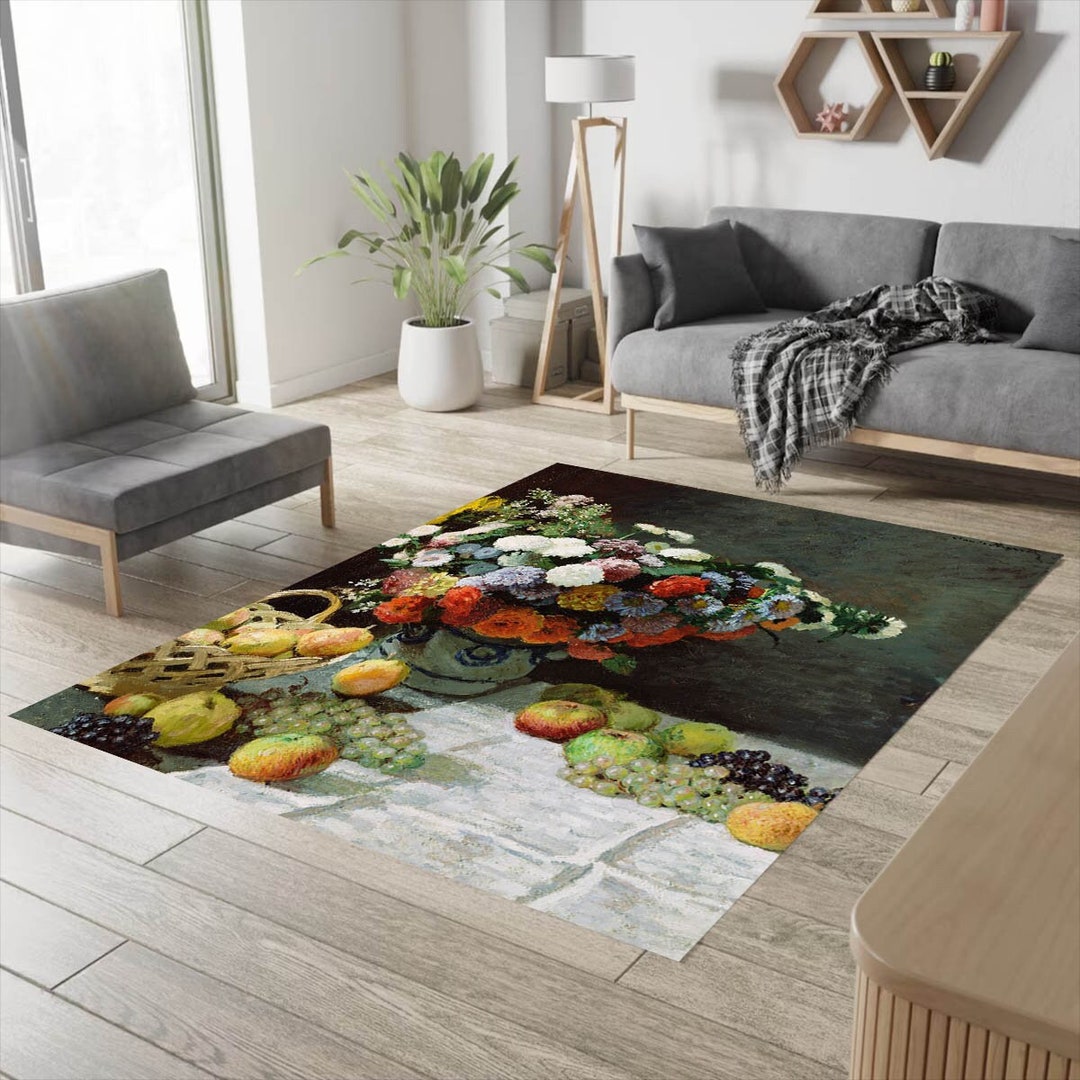 Claude Monet, Claude Monet Rug, Still Life With Flowers and Fruits Rug ...
