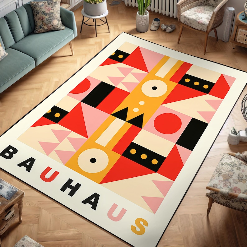 Bauhaus, Bauhaus No 1 Rug, Bauhaus Rug, Abstract Geometric Pattern Rug ...