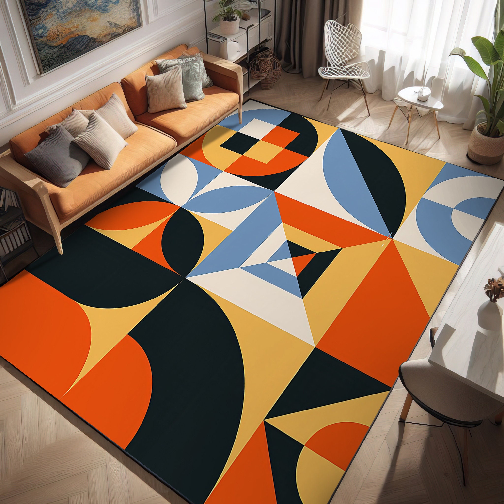 Bauhaus, Bauhaus No. 5 Rug, Bauhaus Rug, Abstract Geometric Pattern Rug ...