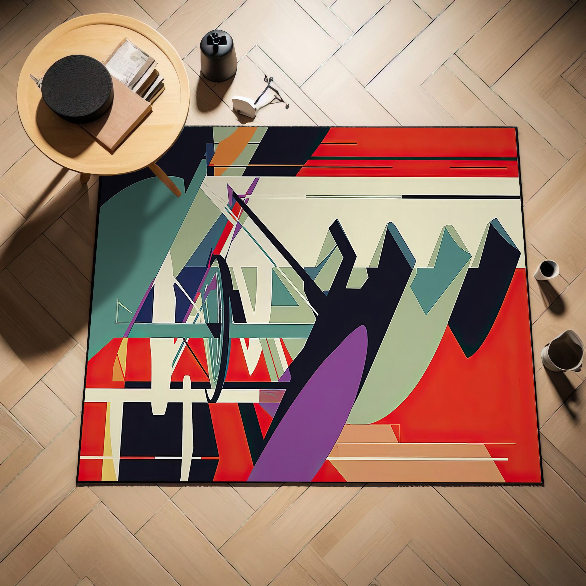 Bauhaus, Bauhaus New Architecture Rug, Bauhaus Rug, Abstract Geometric ...