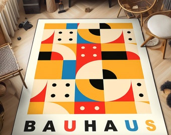 Bauhaus, Bauhaus No 2 Rug, Bauhaus Rug, Abstract Geometric Pattern Rug, Minimalist Home Style, Living Room, Bathroom Area Rug, Gift Rug