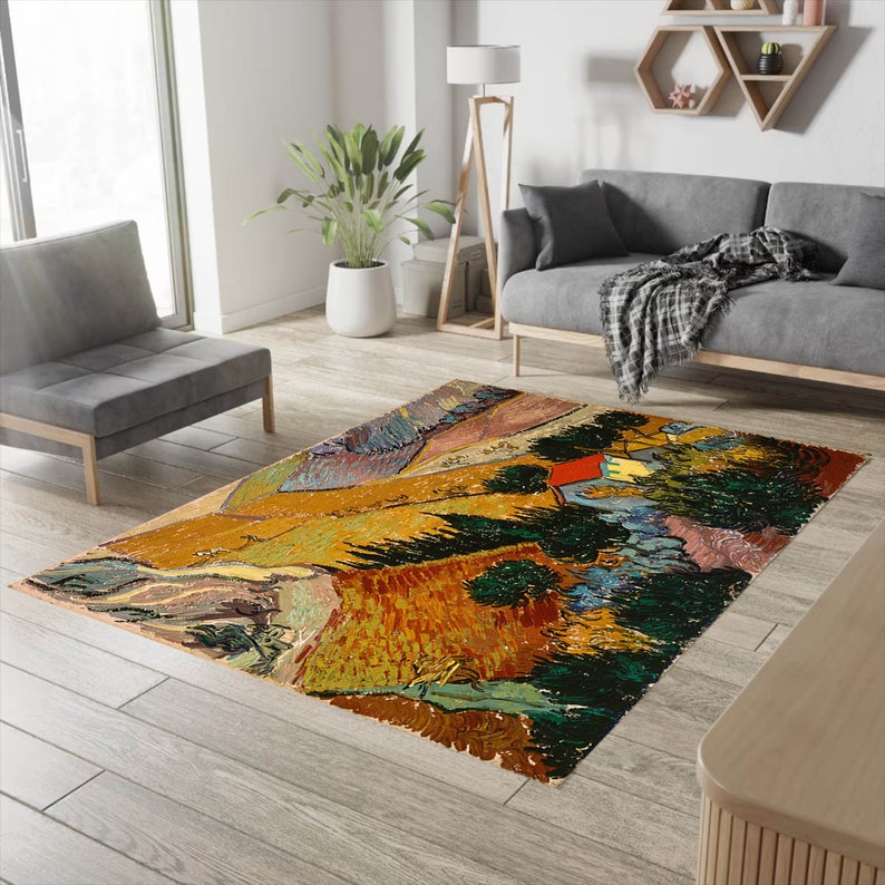 Van Gogh, Vincent Van Gogh Rug, Landscape With House and Plowman Rug ...