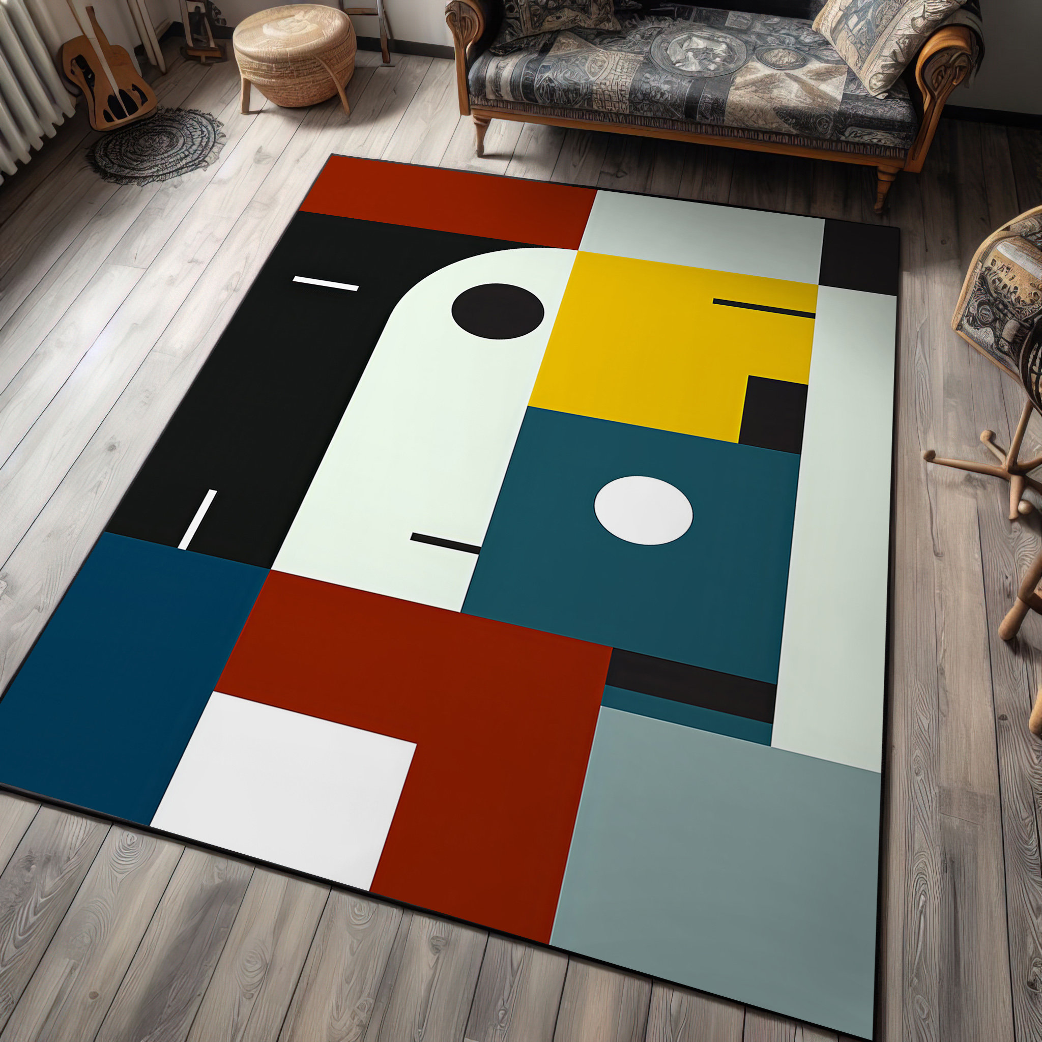 Bauhaus, Bauhaus Age Rug, Bauhaus Print Rug, Abstract Geometric Pattern ...
