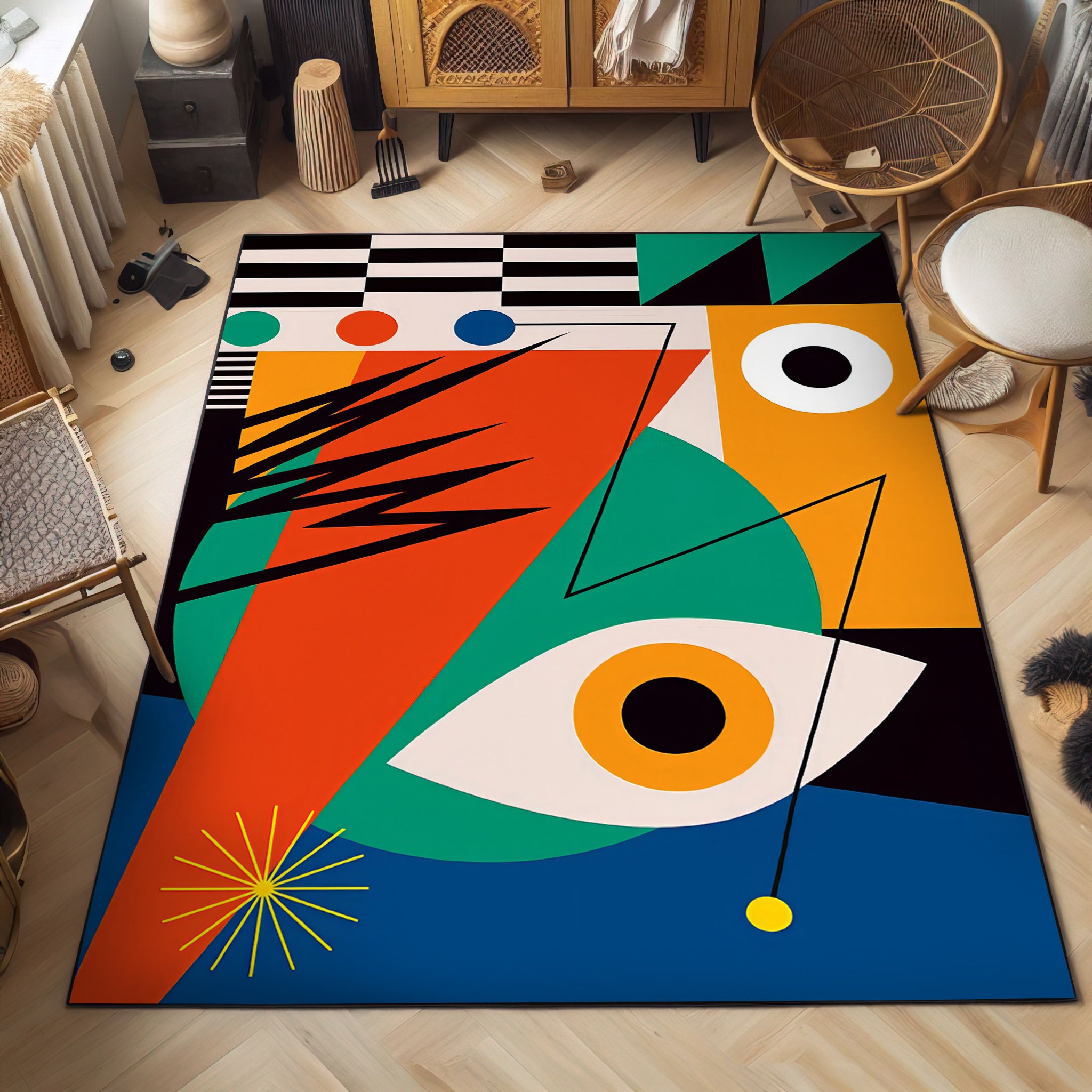 Next Generation Bauhaus Design Rug, Bauhaus Rug, Abstract Geometric Pattern Rug, Minimalist Home, Living Room, Bathroom Area Rug, Bauhaus