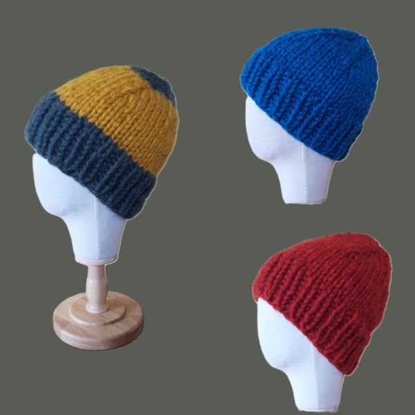 Berretto grosso invernale a maglia - Chunky hat - Cappello invernale lavorato ai ferri - Berretto unisex - Regalo di Compleanno.