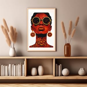 Abstract African Woman Wall Art | Modern Afrocentric Digital Print | Minimalist Black Art Poster - ca. A4, A3, A2, 300DPI