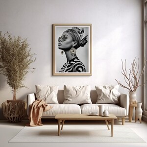 Stylish African Woman Poster | Contemporary Afro Art Print | Digital Wall Decor | Elegant African Fashion Illustration - ca. DIN A4, A3, A2