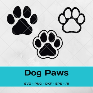 Schattige Paw Print bundel Svg, hond poten Svg, kat poten Png, dierlijke poten Dxf, dierlijke sporen silhouet, Paw Print Clipart, Circut, poten Vector
