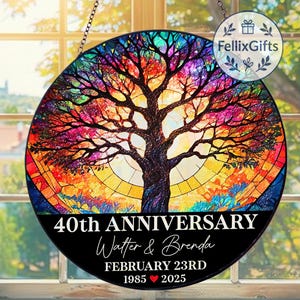 Personalized Tree of Life 40th Anniversary Gift, Ruby 40th Wedding Anniversary Gift, Tree of Life Glass, Custom Gift for Parents or Couple