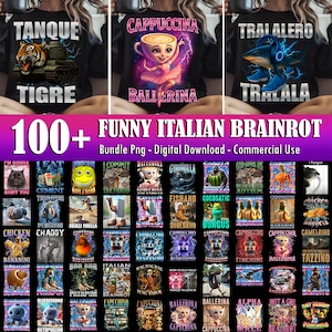 Italian Brainrot Homage Png Bundle, Italian Brainrot Shirt Design, Bombardino Crocodilo Png, Tralalero Tralala, Tung Tung Tung Sahur Png