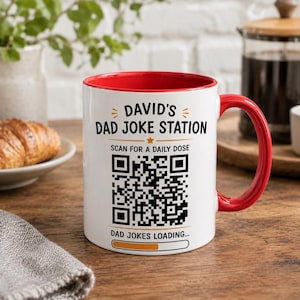 Personalisierte Papa-Witztasse, benutzerdefinierte QR-Code-Kaffeetasse für Papa, lustiges Vatertagsgeschenk, Ehemann-Geburtstagsgeschenk, interaktive Scherzstation
