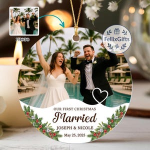 Our First Christmas Married Ornament, First Christmas Married Ornament, Personalized Married Christmas Ornament, Marriage Gift