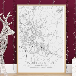 STOKE-ON-TRENT Map Print, High Res Map Of Stoke-on-Trent, Staffordshire, Minimalist uk City Maps, Printable Art, Instant Digital Download