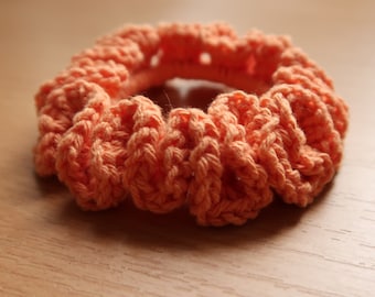 Orange, crochet scrunchie, handmade scrunchie, gift for her, hair accessories, 100% cotton, raw, organic