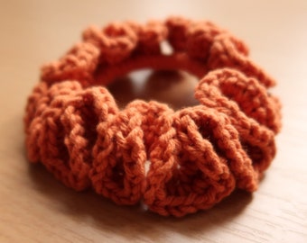 Orange, crochet scrunchie, handmade scrunchie, gift for her, hair accessories, 100% cotton, raw, organic