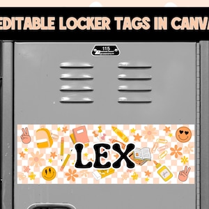 DIGITAL FILE | Editable Locker Tags | Editable Classroom Name Decals | Personalized Locker Tags | Groovy Classroom Decor | Back to School