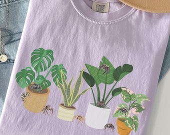 Plants and Cute Jumping Spiders T-shirt for Women Comfort Colors Spood Mom Plant Mama Tshirt Gift for Spooder Enthusiast Houseplant Lover