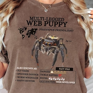 Funny Cute Jumping Spider Comfort Colors® T-shirt with Science Spood Facts Tee for Spider Mom Manly Spider Shirt Cute Friendly Spider Gifts