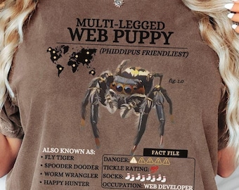 Funny Cute Jumping Spider Comfort Colors® T-shirt with Science Spood Facts Tee for Spider Mom Manly Spider Shirt Cute Friendly Spider Gifts