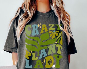 Crazy Plant Lady Groovy T-shirt Gift Women Obsessed Collector Grower Alocasia Monstera Philodendron Houseplant Person Personalized Tshirt