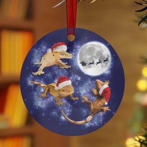 Personalized Crested Gecko Christmas Ornament, Custom Holiday Reptile Gift, Crestie Lover Xmas, Reptile Mom Dad, Custom Unique Pet Decor