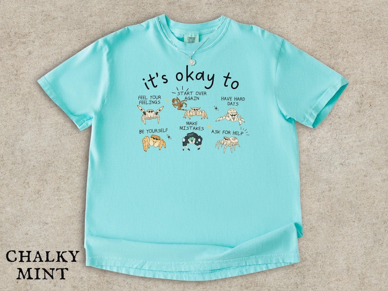 Jumping Spider Shirt, Spood Mom Comfort Colors Tee, Cute Exotic Pet Lover Gift, Mental Health Anxiety Shirt Chalky Mint