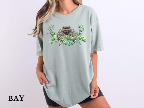 Jumping Spider Shirt, Cute Spood Tee, Spider Lover Shirt, Arachnid Graphic Tshirt, Botanical Spider Shirt, Nature Lover Gift, Comfort Colors