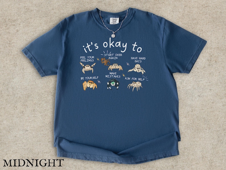 Jumping Spider Shirt, Spood Mom Comfort Colors Tee, Cute Exotic Pet Lover Gift, Mental Health Anxiety Shirt Midnight