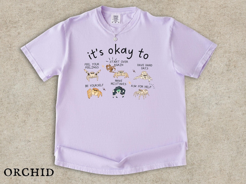 Jumping Spider Shirt, Spood Mom Comfort Colors Tee, Cute Exotic Pet Lover Gift, Mental Health Anxiety Shirt Orchid