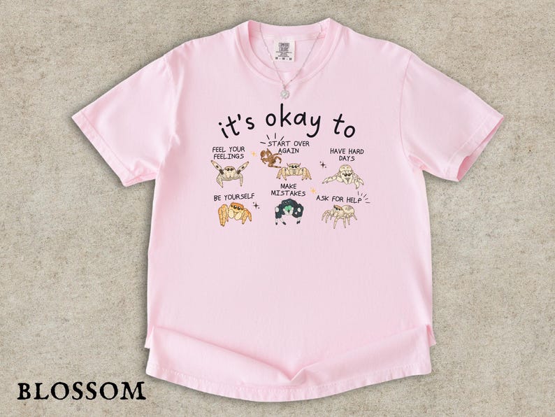 Jumping Spider Shirt, Spood Mom Comfort Colors Tee, Cute Exotic Pet Lover Gift, Mental Health Anxiety Shirt Blossom
