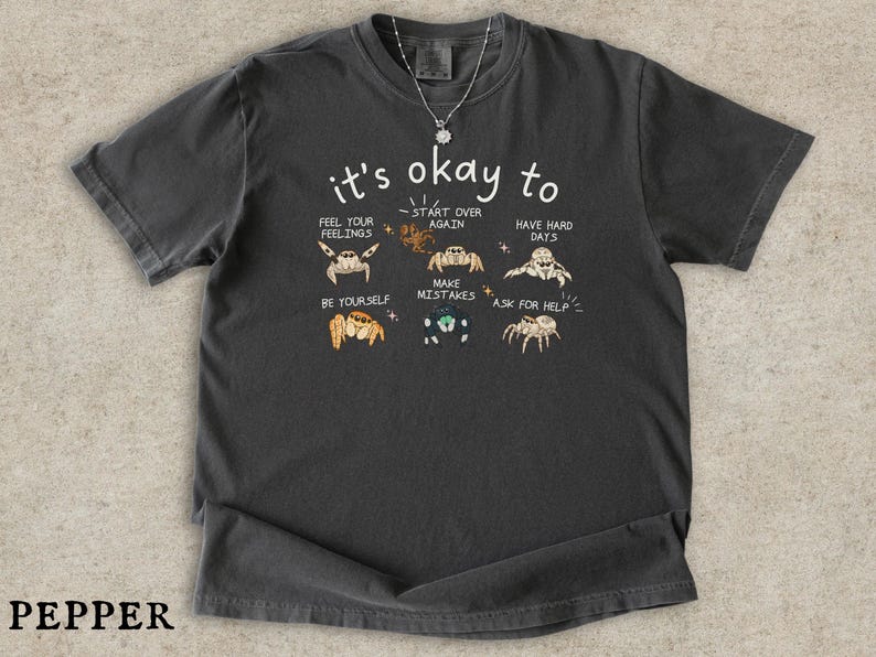 Jumping Spider Shirt, Spood Mom Comfort Colors Tee, Cute Exotic Pet Lover Gift, Mental Health Anxiety Shirt Pepper