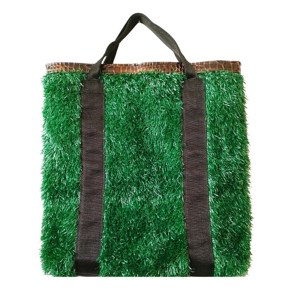 Elegant artificial grass bag hand-sewn MYRNA II crocodile grass bag imitation crocodile bag croco lining inside pocket magnetic closure