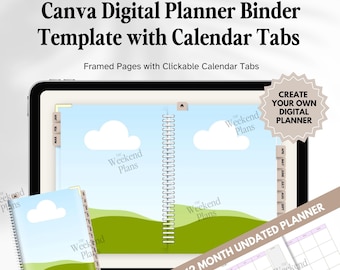 Canva Digital Planner Binder Template, Digital Planner Commercial Use, Editable Digital Planner, Editable Canva Journal, Canva Binder Mockup