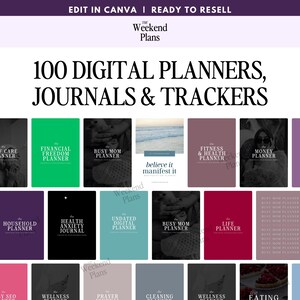 PLR Digital Planner Bundle, Canva, Notability, MRR, Undated Planner, Master Resell Rights, editable, printable, Goodnotes, iPad Planner