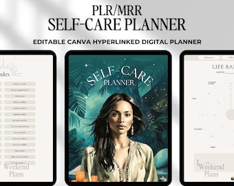 PLR Self Care Digital Planner, dfy Undated, MRR Master Resell Rights, Plr Journal, Resell, Notebook, Digital Products, Canva Template