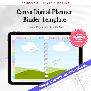 Canva Frame PLR Planer Binder Vorlage, Digitaler Planer Kommerzielle Nutzung, Erstellen Sie Ihren eigenen benutzerdefinierten Digitalen Planer, bearbeitbares Canva Mockup