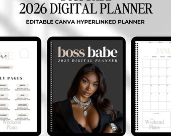 Digital Planner 2026, MRR PLR Undated, Planner Master Resell Rights, Plr Planner, Journal, Resell Planners, Canva template dfy, Boss Babe