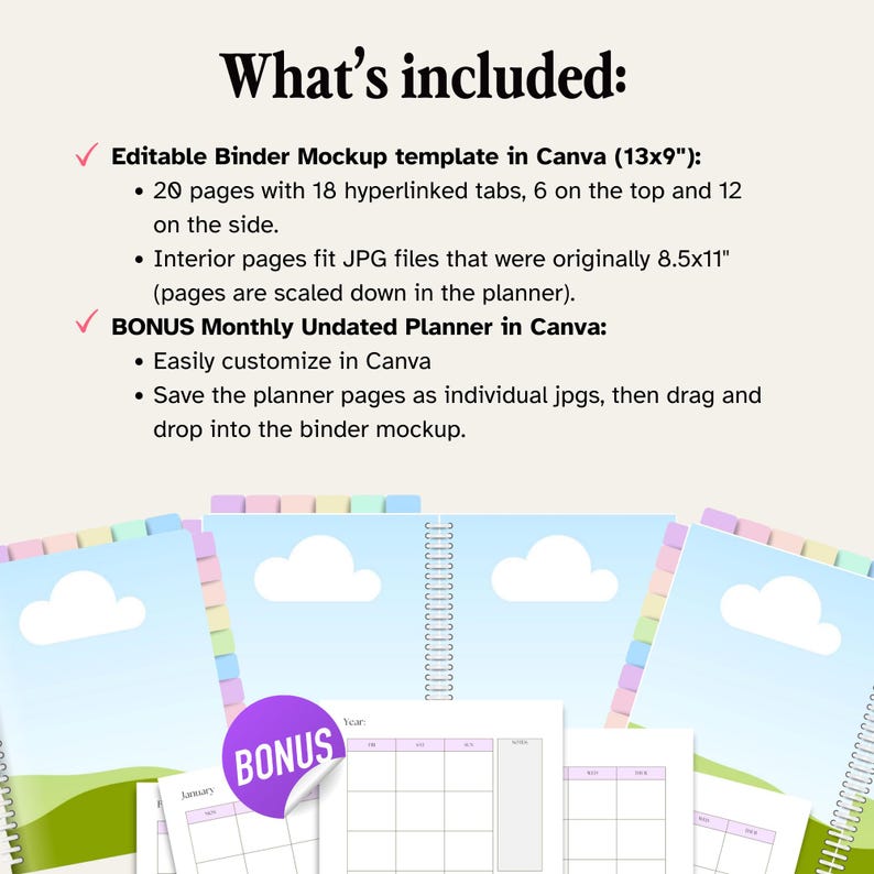 Canva Frame PLR Planner Binder Template, Digital Planner Commercial Use