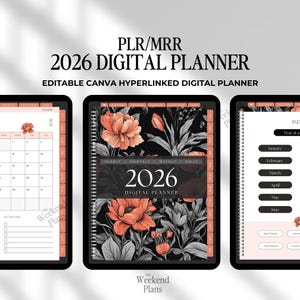 Digital Planner 2026, MRR PLR Undated, Planner Master Resell Rights, Plr Planner, Plr Journal, Resell Planners, Canva template dfy