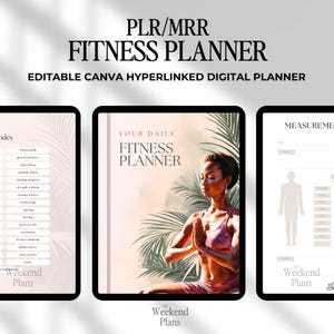 PLR Fitness Digital Planner, dfy Undated, MRR Planner Master Resell Rights, Plr Journal, Resell Planners, Notebook, Digital Products, Canva